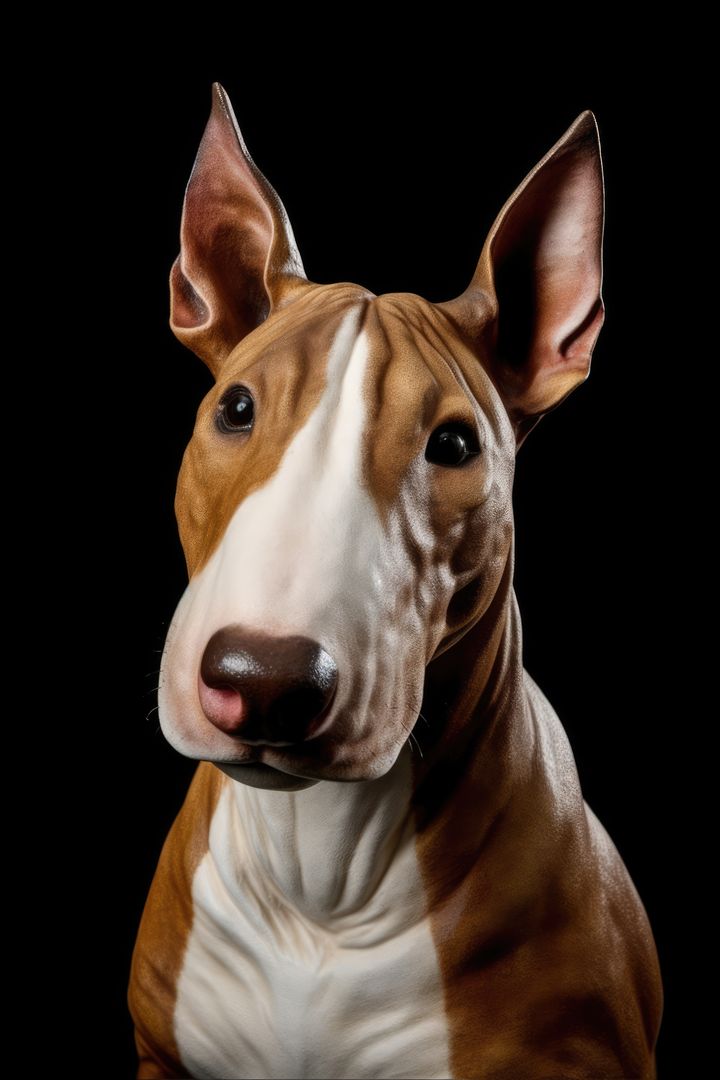 Portrait of brown bull terrier on dark background, created using generative ai technology - Free Images, Stock Photos and Pictures on Pikwizard.com