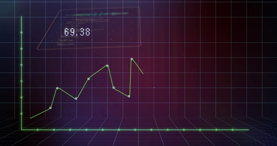 Futuristic Green Line Graph on Digital Display Panel