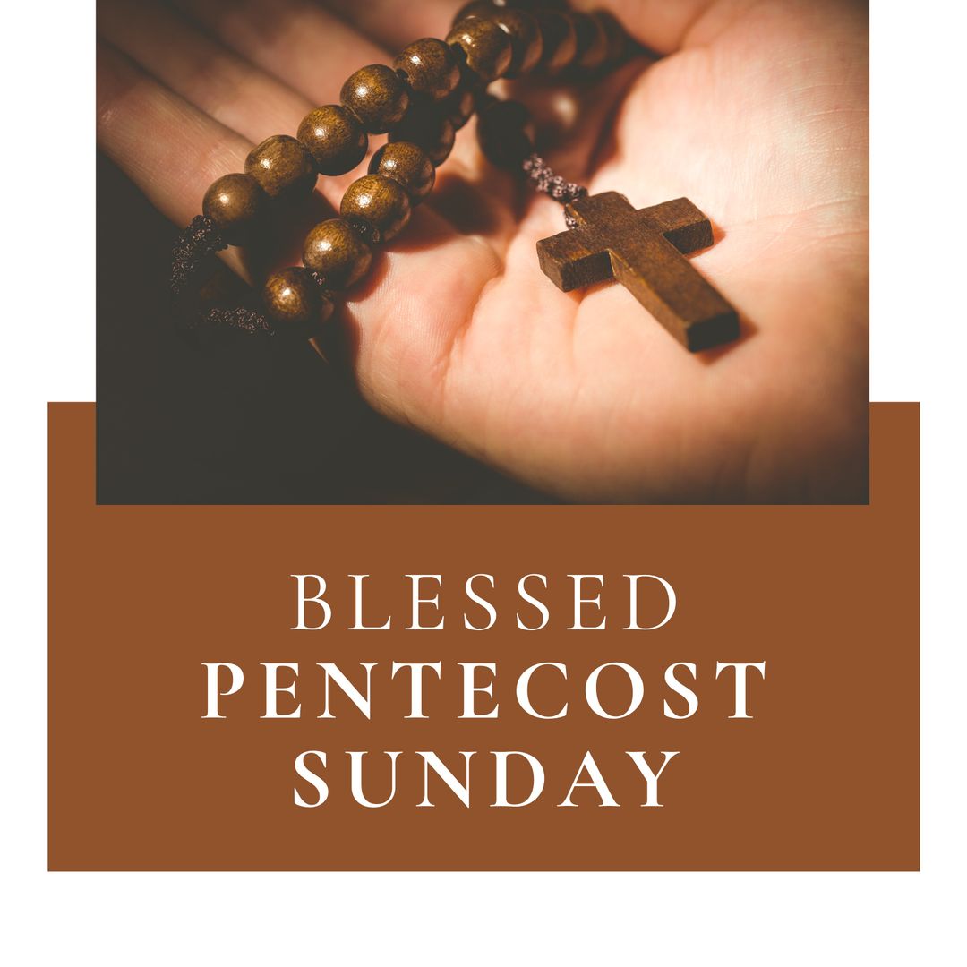 Rosary Beads in Hand with Pentecost Sunday Blessing - Download Free Stock Templates Pikwizard.com