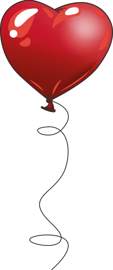 Red Heart Shape Balloon Isolated on Transparent Background