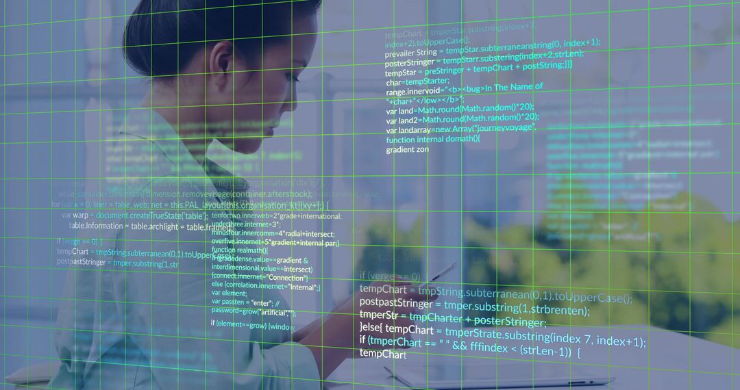 Business Professional Analyzing Code Data in Modern Office Setting