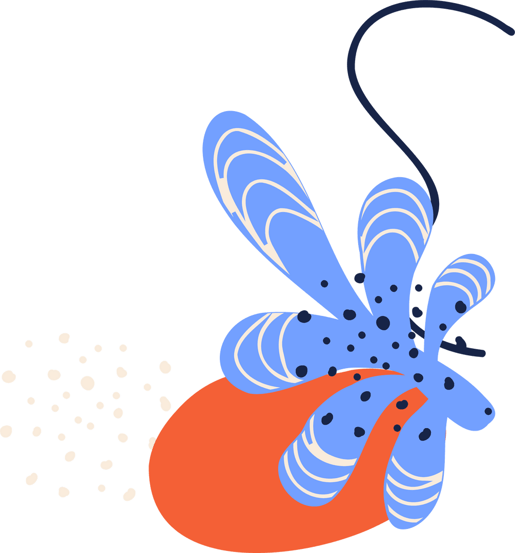 Vibrant Abstract Blue Petals on Red Oval Transparent Design