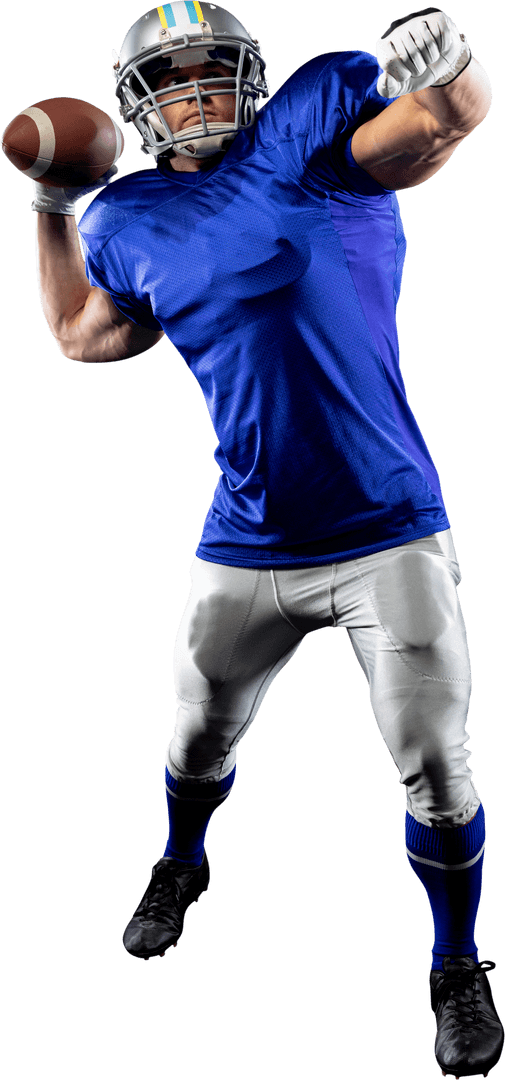 Caucasian Football Player Preparing to Throw Pass Transparent Background