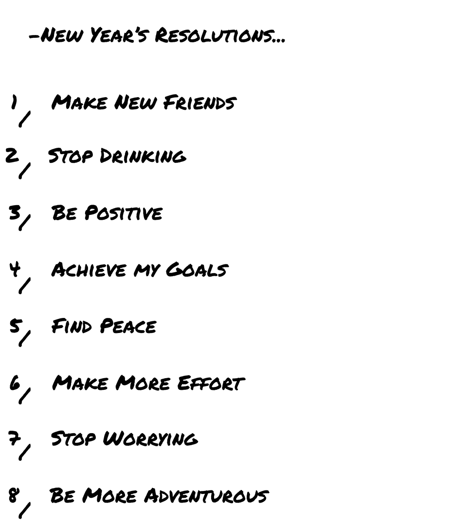 Inspirational New Year's Resolutions Text on Transparent Background