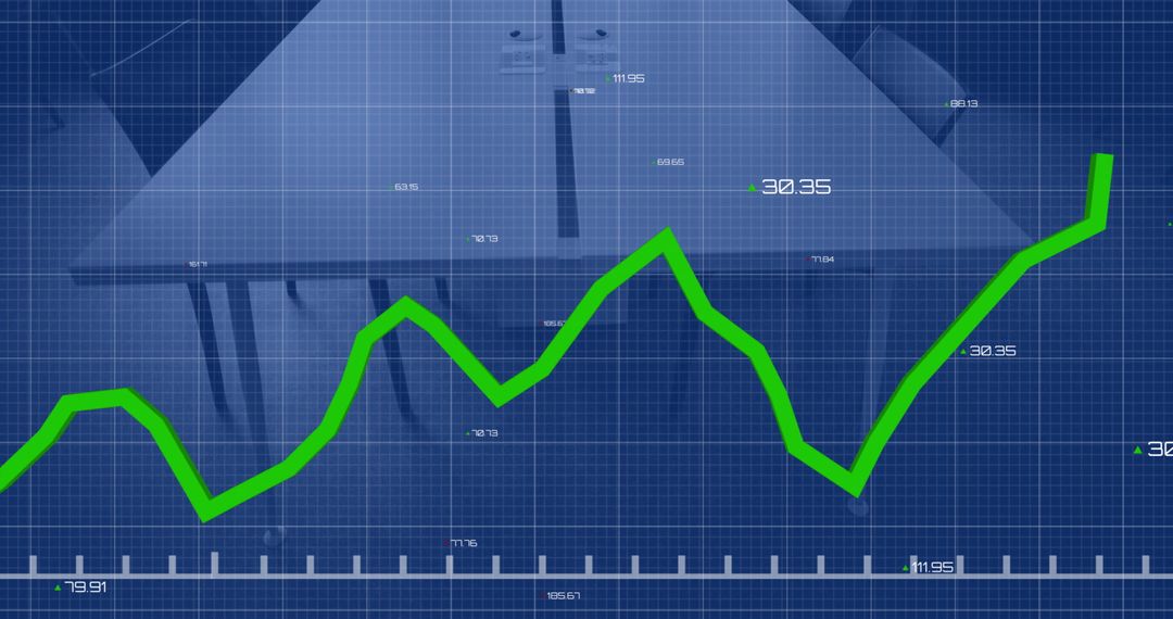 Unattended Office with Financial Graph Overlay Concept