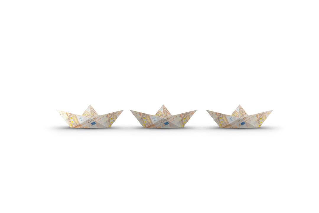 Transparent Origami Paper Boats Floating Seamlessly