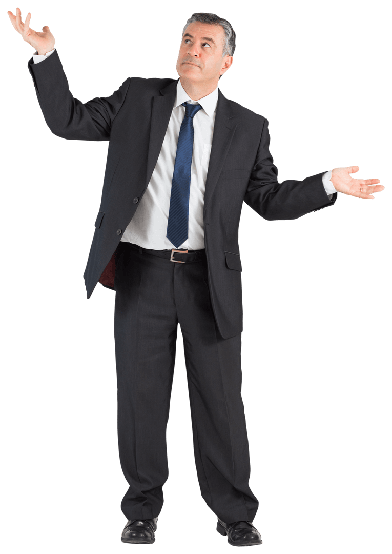 Transparent Businessman Gesturing with Confidence