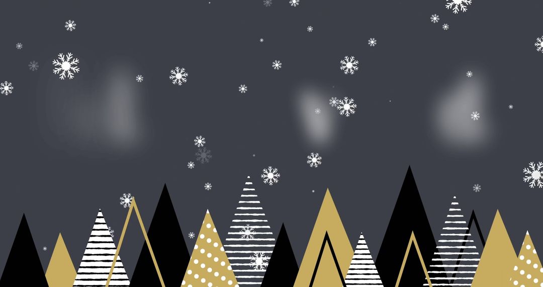 Modern Christmas Trees with Snowflakes Digital Illustration