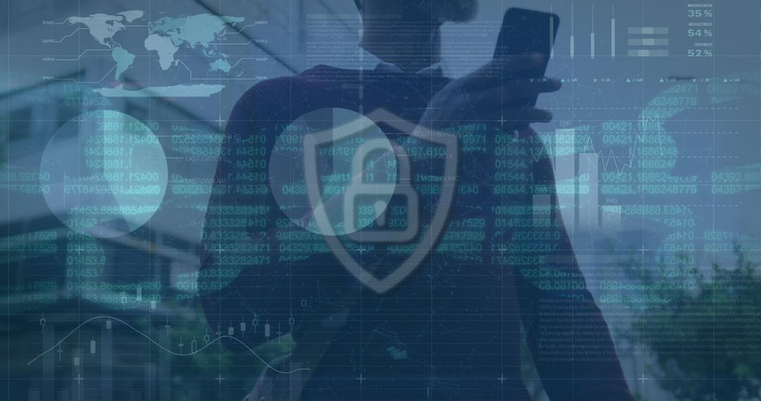 Digital Security Privacy African American Businessman Analyzing Data