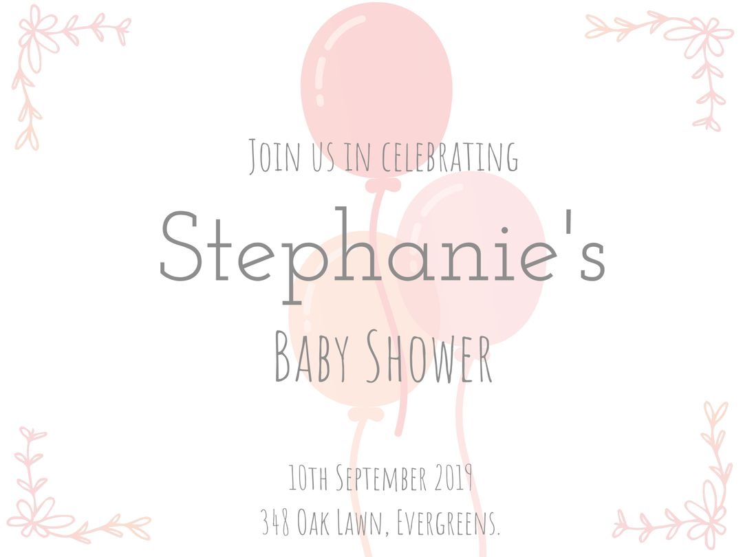 Floral Balloon Baby Shower Invitation for Elegant Celebration - Download Free Stock Templates Pikwizard.com