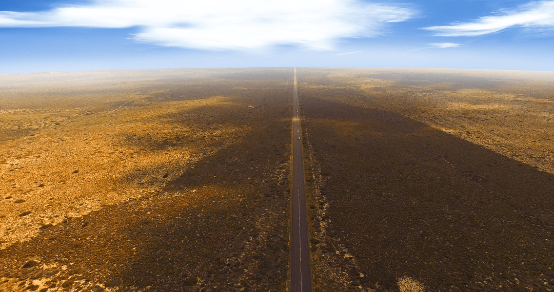 Pristine Transparent Sky Above Endless Road and Vast Open Fields