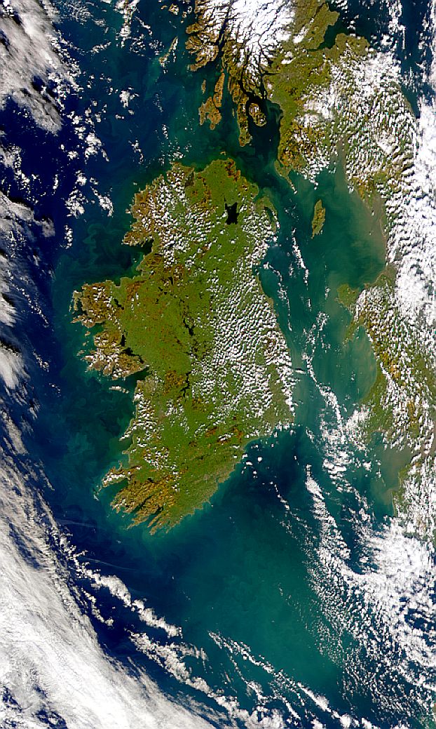 Satellite View of Ireland with Possible Coccolithophore Blooms - Free Images, Stock Photos and Pictures on Pikwizard.com