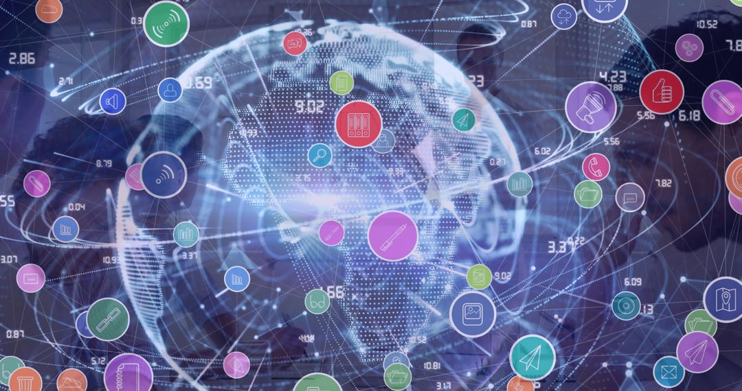 Global Network Technology and Digital Communication Symbols