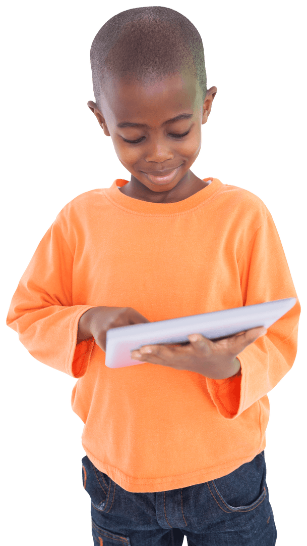 Smiling Child Engaged with Transparent Tablet Display - Download Free Stock Images Pikwizard.com