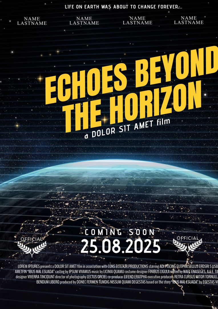 Echoes Beyond the Horizon Sci-Fi Movie Poster with Earth from Space - Download Free Stock Templates Pikwizard.com