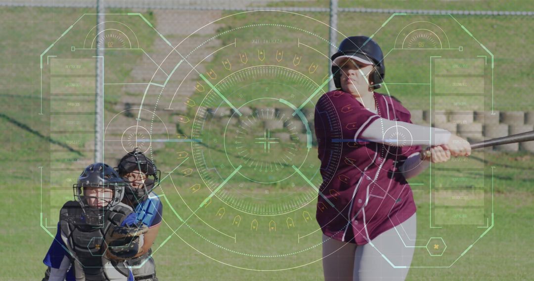 Baseball Player Readying to Bat with Futuristic Targeting Display