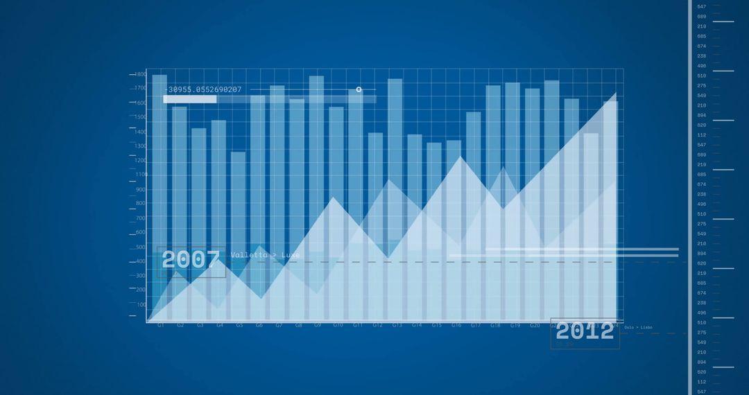 Financial Data Analysis Graph on Blue Background Concept