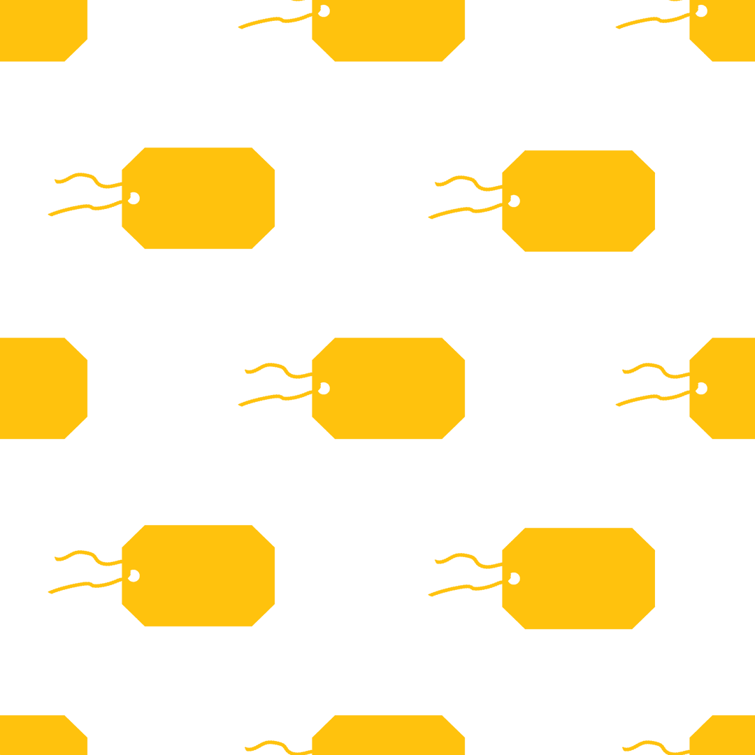 Vector Yellow Tag Pattern on Transparent Background for Retail Design