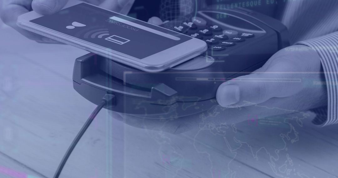 NFC Smartphone Payment at Contactless Terminal on Checkout Counter