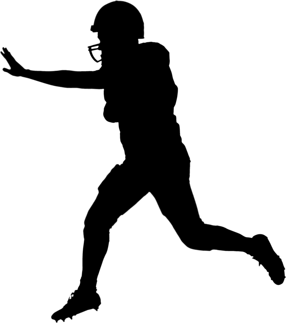Transparent American Football Player in Action Run Pose