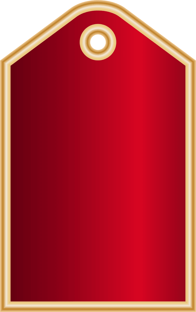 Red Gift Tag with Gold Edges on Transparent Background