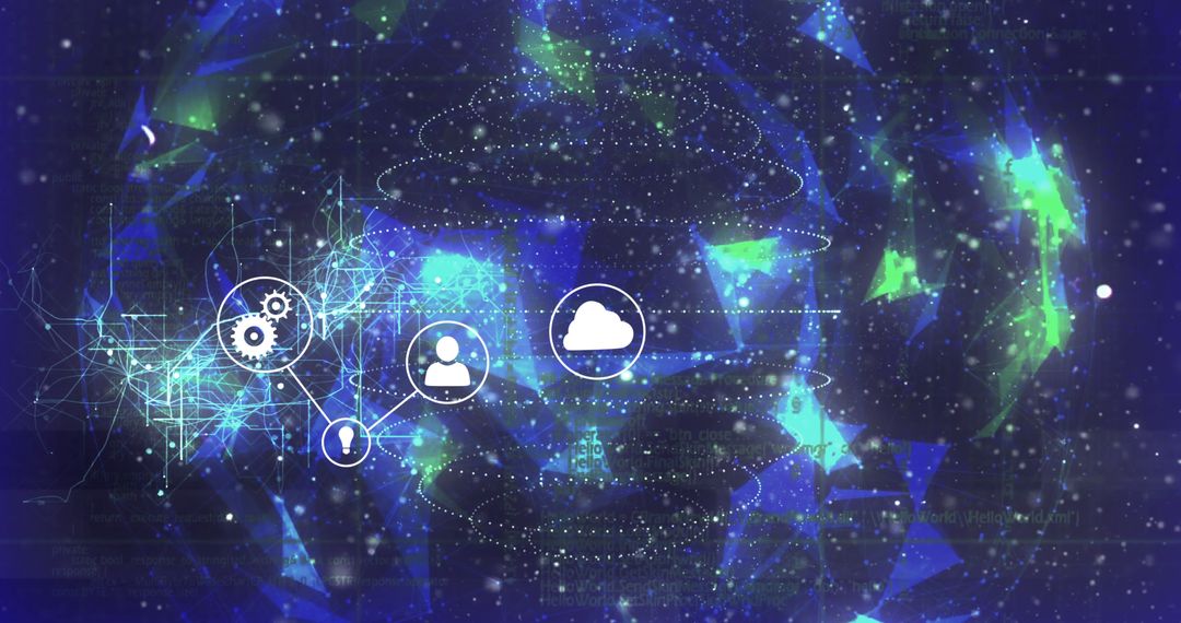 Interconnected Digital Network Concept Over Globe with Icons
