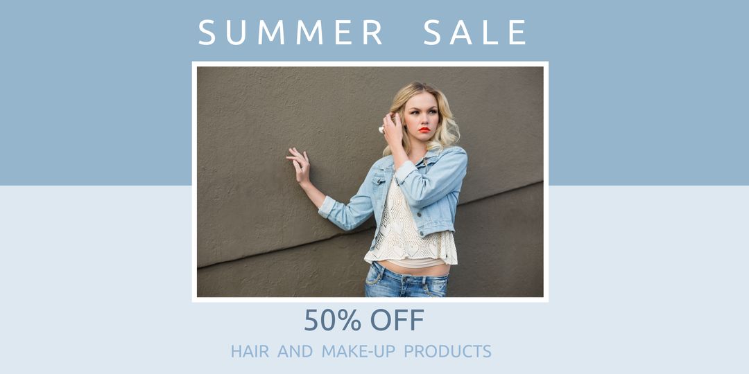 Modern Summer Sale Ad with Stylish Woman