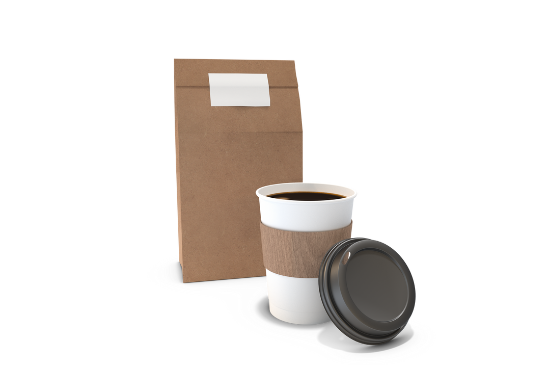 Takeaway Coffee Cup and Kraft Bag on Transparent Background - Download Free Stock Images Pikwizard.com