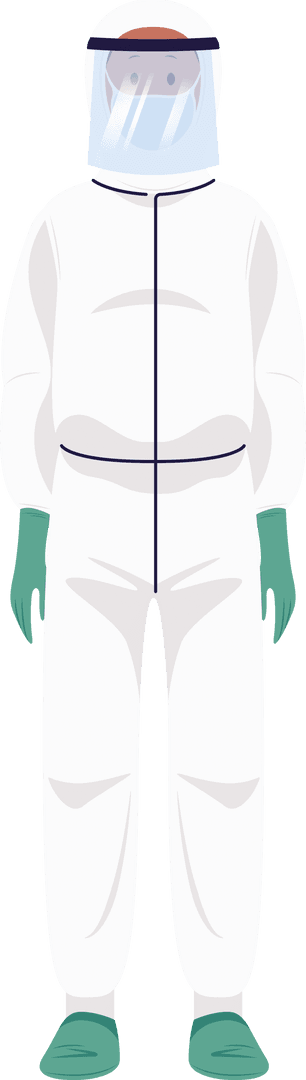 Male Healthcare Worker in PPE Suit on Transparent Background