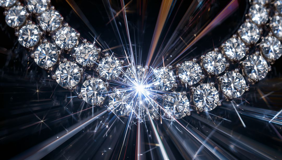 Sparkling Double-Row Diamond Necklace Featuring Central Starburst Sparkle on Dark Backdrop