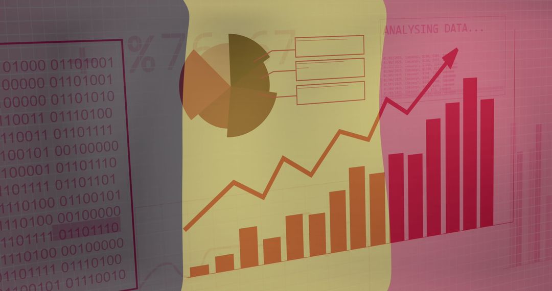 Data Analytics Blend with Belgian Flag Represents Global Business Strategies
