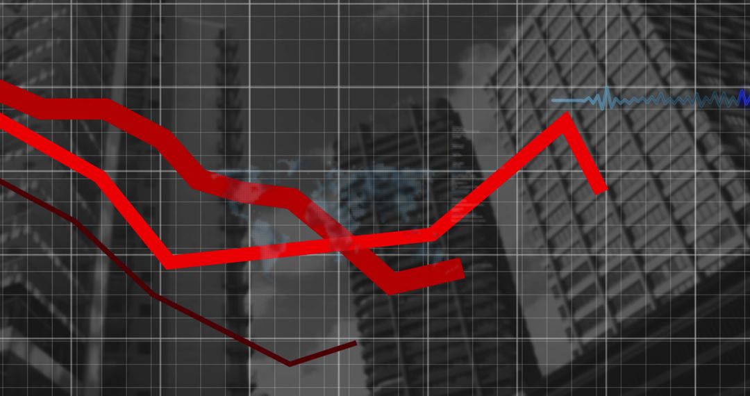 Analyzing Financial Data Over Cityscape Grid Chart