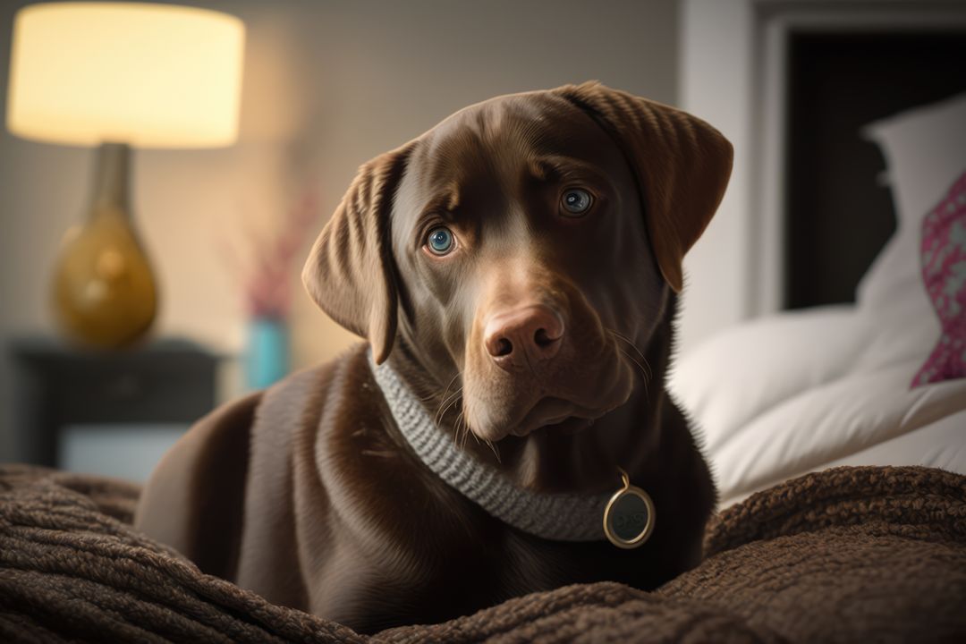 Portrait of cute brown dog on bed, created using generative ai technology - Free Images, Stock Photos and Pictures on Pikwizard.com