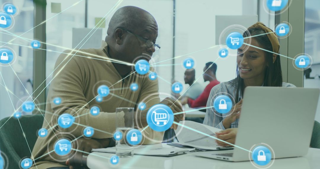 Diverse Team Engaging in Retail Sales Strategy Discussion with Technology