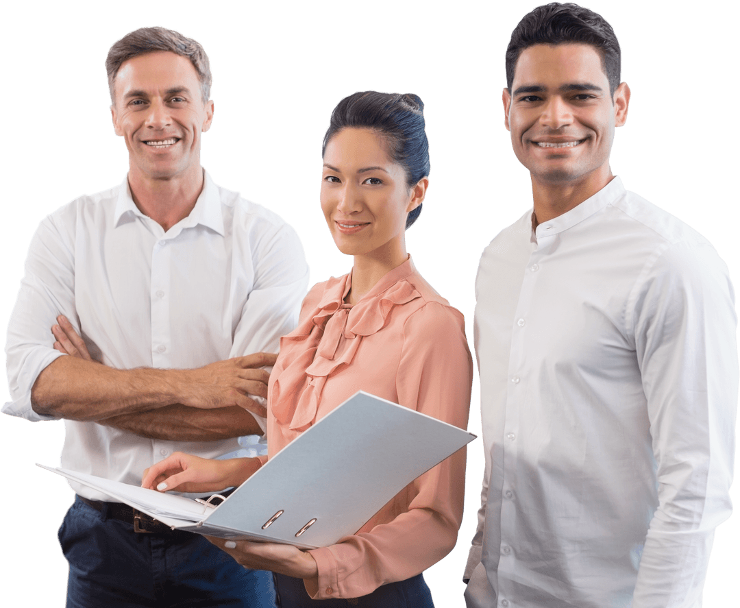 Transparent Confident Business Team Carrying File Folder