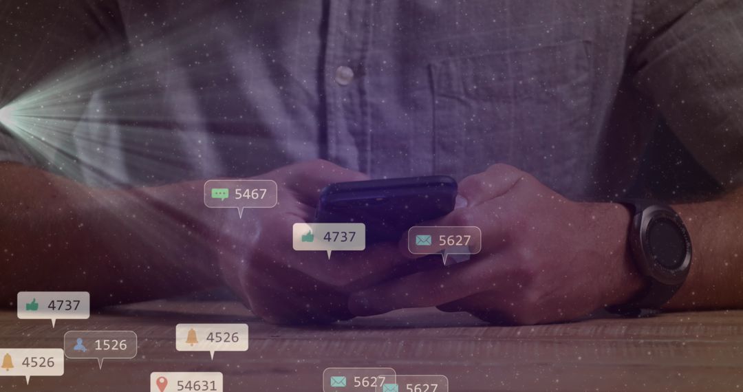 Caucasian Man Engaging with Social Media on Smartphone