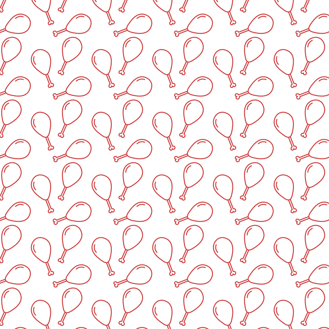 Red Chicken Leg Pattern Seamless Transparent Design Background