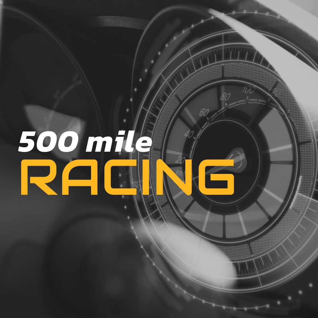 Speed Themed 500 Mile Racing Logo on Dashboard Background
