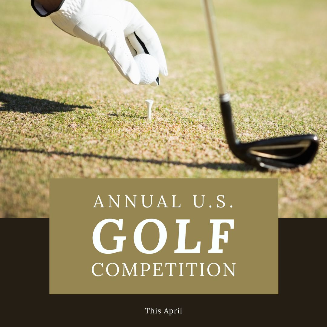 Gloved Hand Placing Golf Ball on Tee at Competition