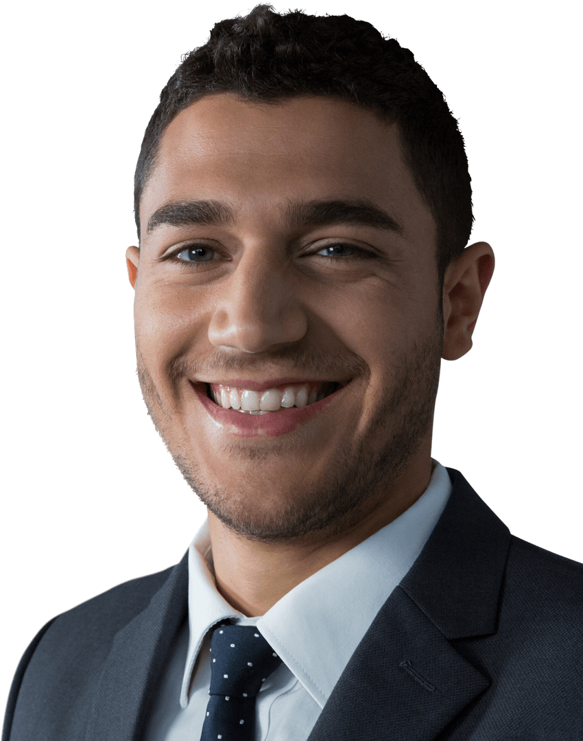 Smiling Caucasian Businessman on Transparent Background