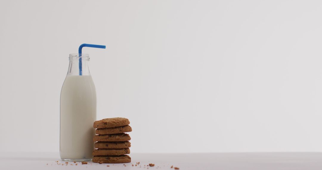 Milk Bottle with Cookies Neatly Stacked - Free Images, Stock Photos and Pictures on Pikwizard.com