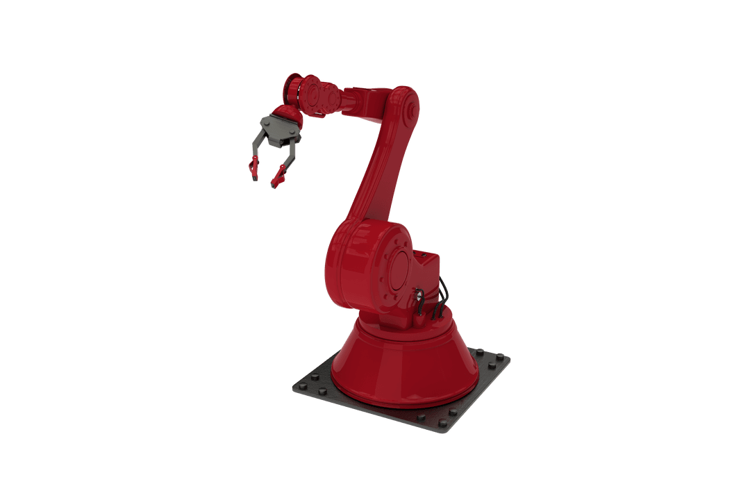 Transparent Red Robotic Arm with Black Claw