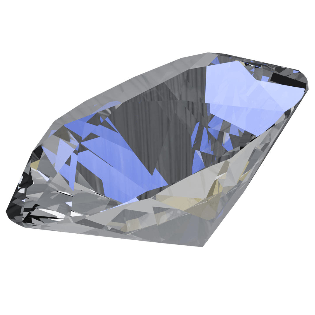 Faceted Gemstone Reflecting Blue Highlights Against Transparent Background