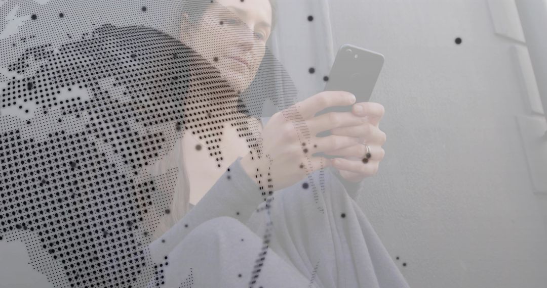 Man Connecting Globally via Smartphone in Urban Environment