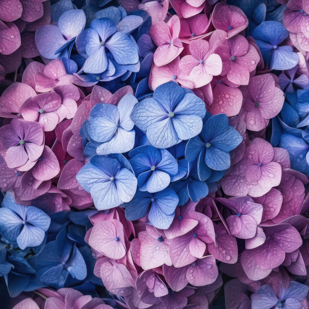 Full frame of blue and pink hydrangeas background, created using generative ai technology - Free Images, Stock Photos and Pictures on Pikwizard.com