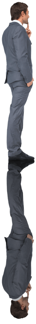 Caucasian Businessman in Thought with Reflective Appearance Transparent Background