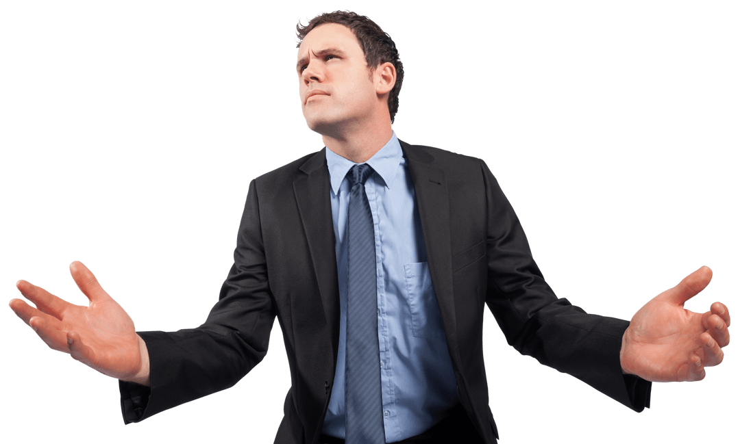 Transparent Businessman Expressing Exasperation