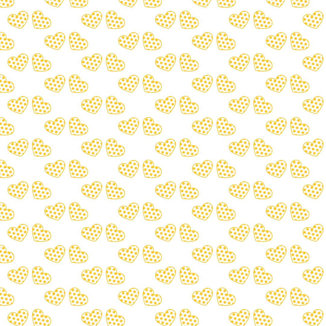 Yellow Spotted Hearts Pattern on Transparent Background