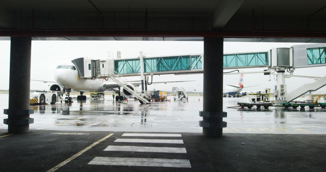 Busy Airport Tarmac Time-lapse with Airplane and Passengers - Free Images, Stock Photos and Pictures on Pikwizard.com