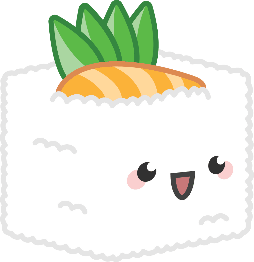 Cute Sushi Emoji Smiling on Transparent Background